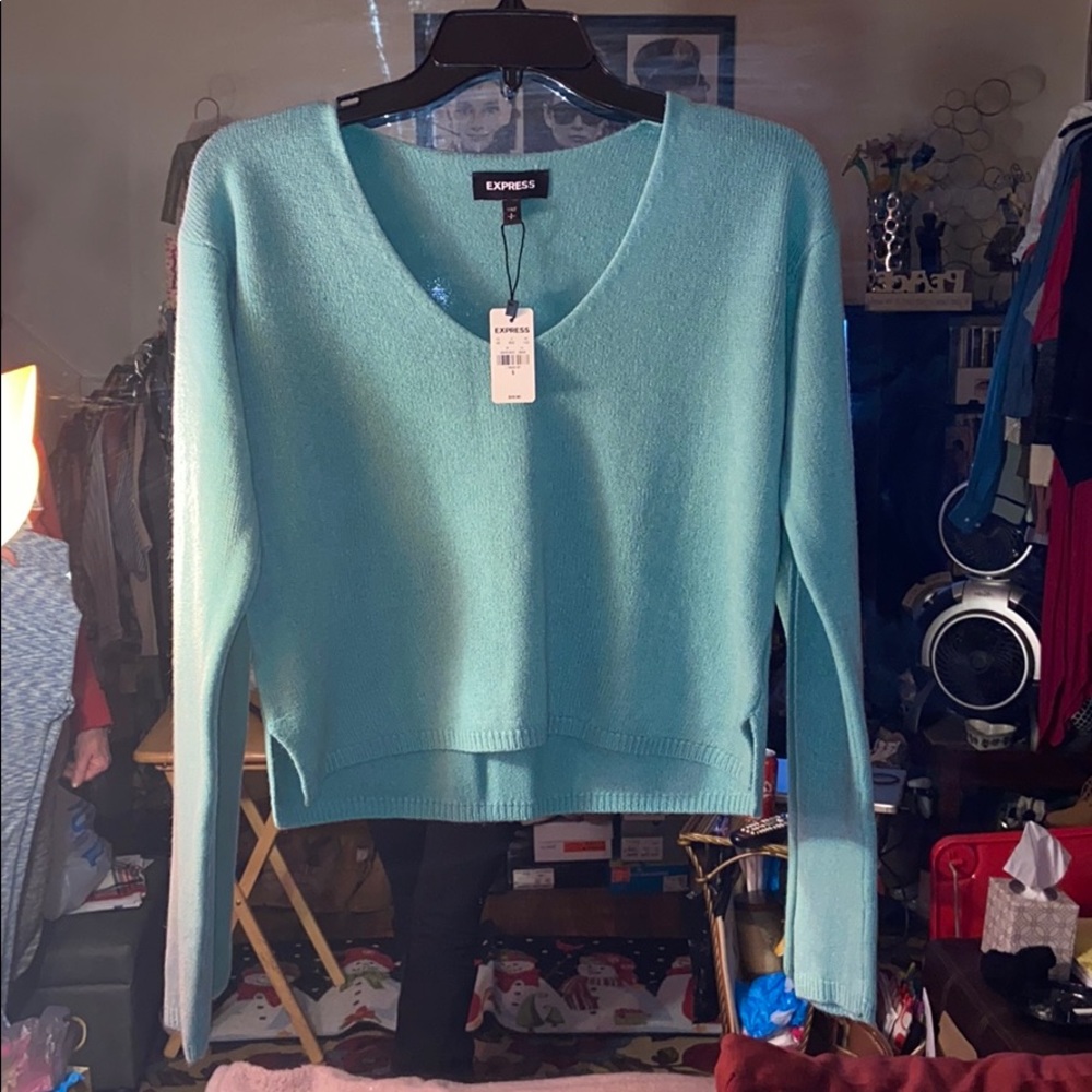 Express cropped vneck sweater, new with tags